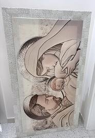 Quadro Sacra Famiglia con cornice argentata