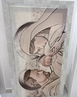 Quadro Sacra Famiglia con cornice argentata