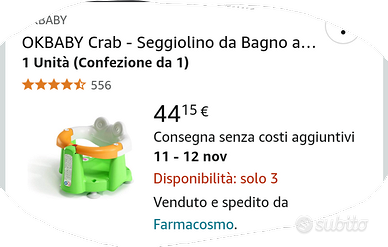 Seggiolino bagnetto ok baby con scatola originale