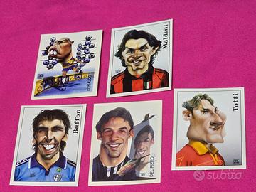 Set di figurine Panini con caricature di famosi