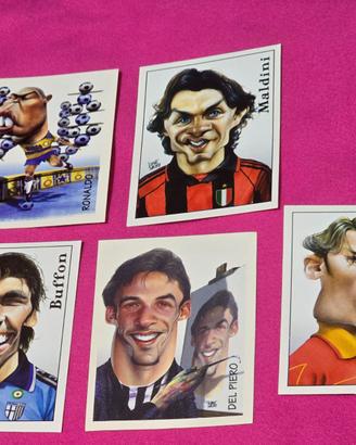Set di figurine Panini con caricature di famosi