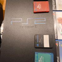 Console Ps2 +videogiochi originali e 4 memory card