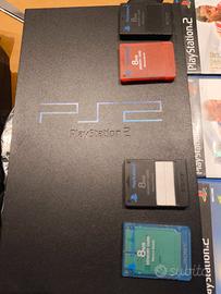 Console Ps2 +videogiochi originali e 4 memory card