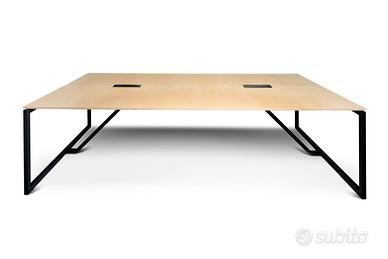 Scrivania Quadro40 300x150cm nero / betulla