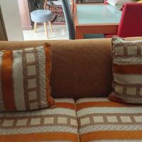 Divano Soggiorno Pouf Pelle Vera Tessuto Usato