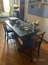 Tavolo e 4 Sedie in Legno Massello