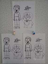 Tre Stampe & due Sorpresine Kinder "Doraemon"