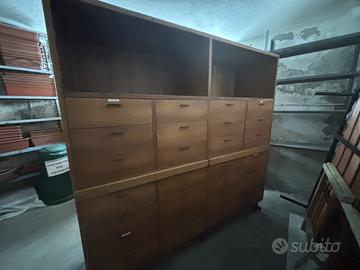 Mobile/Schedario Vintage a Cassetti in Legno