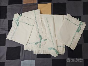 Completo letto matrimoniale cotone e pizzo