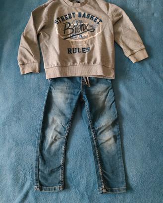 Completo bambino felpa e jeans 