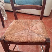 4 sedie legno e paglia
