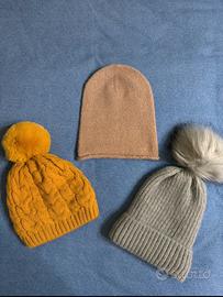 3 Cappelli invernali - giallo, grigio, rosa cipria