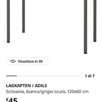 scrivania ikea 120x60 gambe grigie chiare