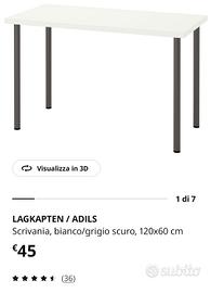 scrivania ikea 120x60 gambe grigie chiare