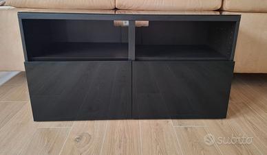 Mobile TV Ikea Besta marrone-nero con ante lucide