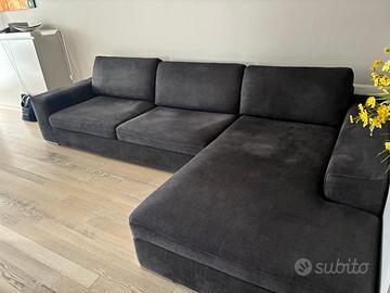 Divano in tessuto sfoderabile con penisola