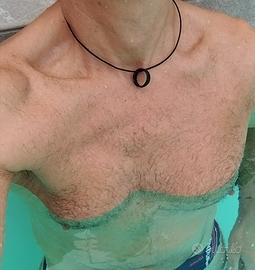 collana uomo acciaio nero e gomma