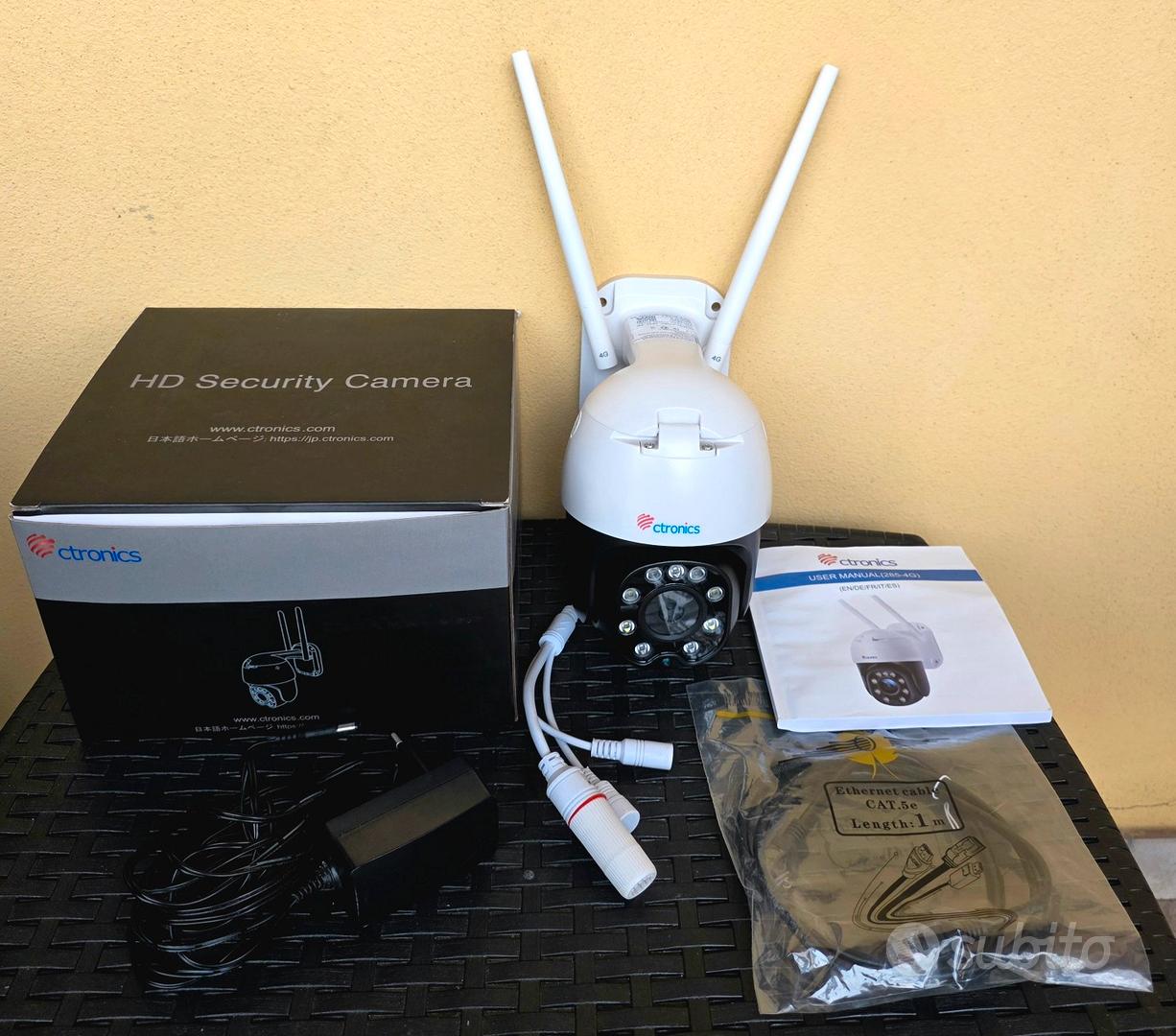 Ctronics Telecamera Esterna 4G LTE Con SIM, Doppia Lente, Zoom Ibrido 6x, Tracciamento Auto, Visione Notturna A Colori, Audio Bidirezionale, IP66