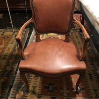 Sedia in stile Luigi XV Legno massello Vera Pelle