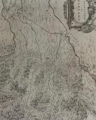 antica mappa di Bergamo rarissima xilografia 