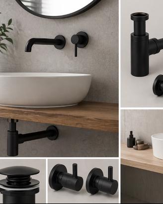 Kit arredo lavabo nero opaco IDROTEC - completo