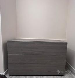 Comò Cassettiera moderna 3 cassetti rovere grigio