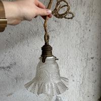 Lampada a sospensione vintage in vetro satinato