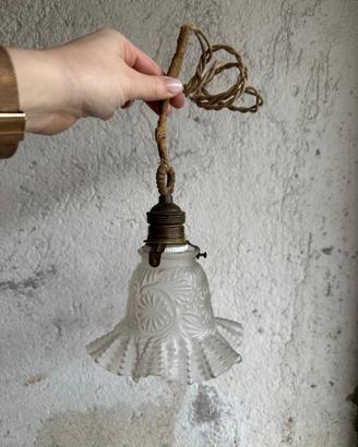 Lampada a sospensione vintage in vetro satinato
