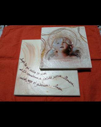 Quadro religioso in legno di angelo 