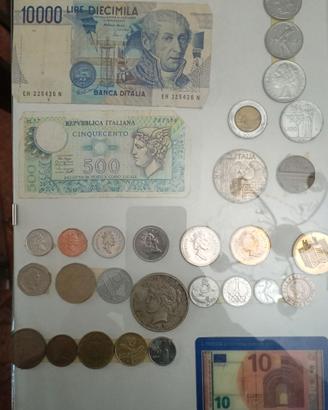 Collezione di monete e banconote di"Lire"