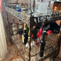 Carrellino in ferro battuto e vetro