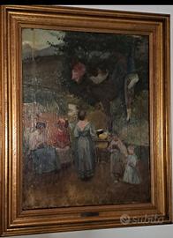 Quadro antico originale su tela ad olio Ferroni 