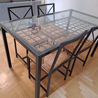 Tavolo in ferro battuto e vetro interno/esterno