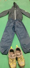 Completo pioggia/trekking bambino 5 anni+scarpe 33
