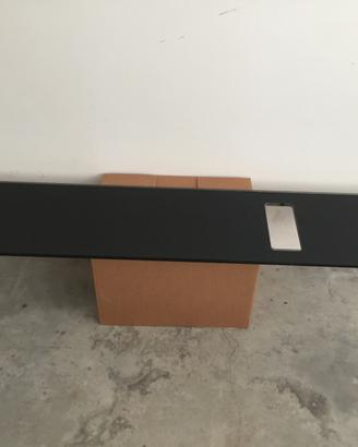 Top piano in cristallo nero L175xp36 sp 15mm foro