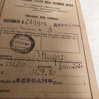 Libretto assicurazioni anni 30 Bergamo