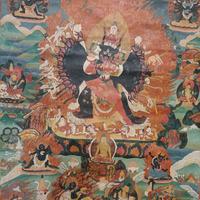 Tangka tibetano antico su tela