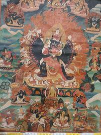 Tangka tibetano antico su tela