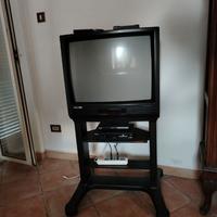 televisore vintage Mivar con carrello