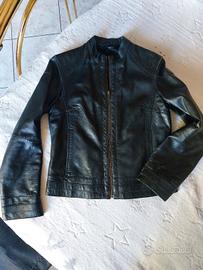Giacca in pelle nera tg.M Stefanel