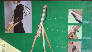 Cavalletto da pittore in legno con tracolla