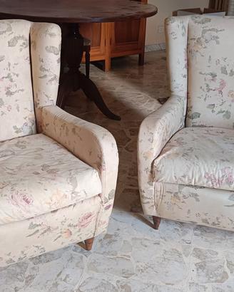 Coppia Poltrone Bergère Vintage a Fiori 