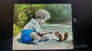 Julius Schgoer (1847-1885) -Bambino con scoiattolo