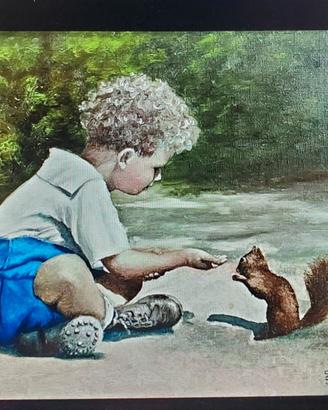 Julius Schgoer (1847-1885) -Bambino con scoiattolo