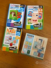 Flash cards Montessoriane HEADU +cubi legno