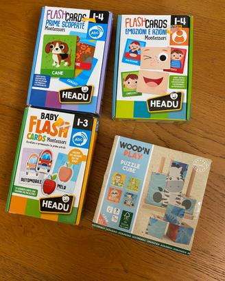 Flash cards Montessoriane HEADU +cubi legno