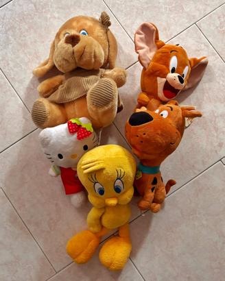 Set 5 Peluche -Titti,Scooby-Doo,Jerry,HelloKitty