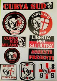 10 ADESIVI MILAN ROSSONERI CURVA SUD, BANDITI