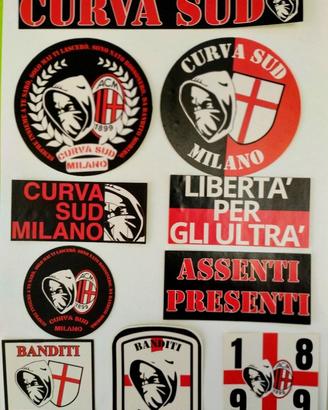 10 ADESIVI MILAN ROSSONERI CURVA SUD, BANDITI