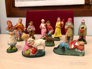 Statuine per presepe vintage anni 60 cartapesta
